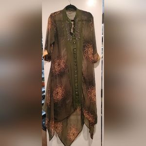 Sheer embroidered cover up